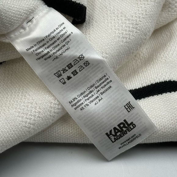 🆕 KARL LAGERFELD 🧿 NWT Classic Knit Dress with Embroidered Monogram, White, M - Picture 12 of 16